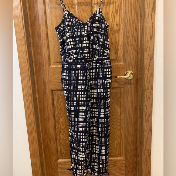 Madewell Jumpsuit • faux wrap • blue/white • pockets - Picture 1 of 6